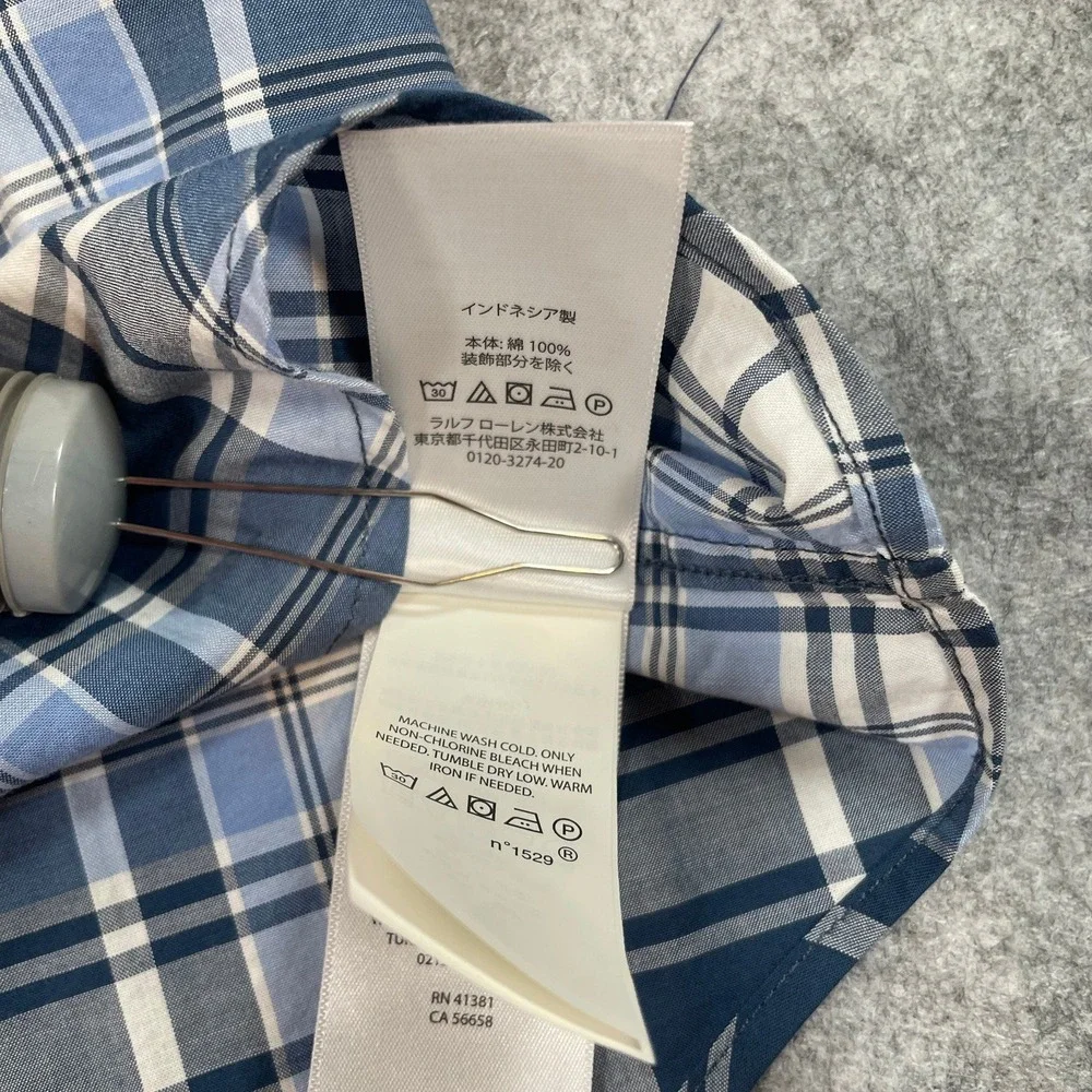 Ralph Lauren Natural Stretch Boys Shirt XL/TG (18-20) Plaid Long Sleeve